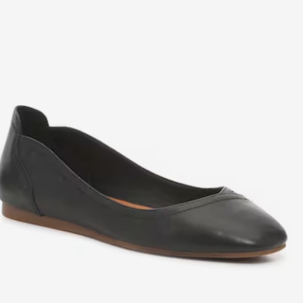 Lucky Brand Arin Leather ballet flat shoes black size 7M 37.5 comfort slip on *